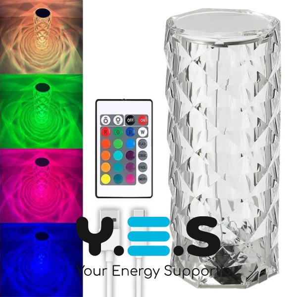 Настільна акумуляторна лампа-нічник Rose Diamond «Роза» RGB з пультом і підсвіткою