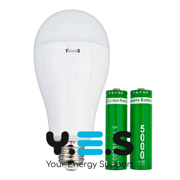 Світлодіодна аварійна лампа з акумулятором 18650, перезаряджається, 20W, цоколь E27