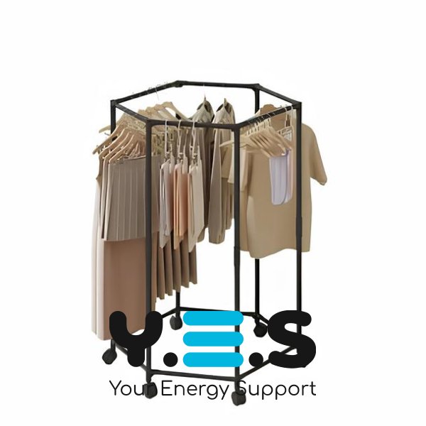 Поворотна вішалка-стійка для одягу 360°: шестикутна, на коліщатках, для спальні/гардеробної