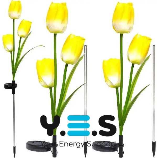 Садовий ліхтар-тюльпан 70 см на сонячній батареї з RGB-підсвіткою, декоративний світильник