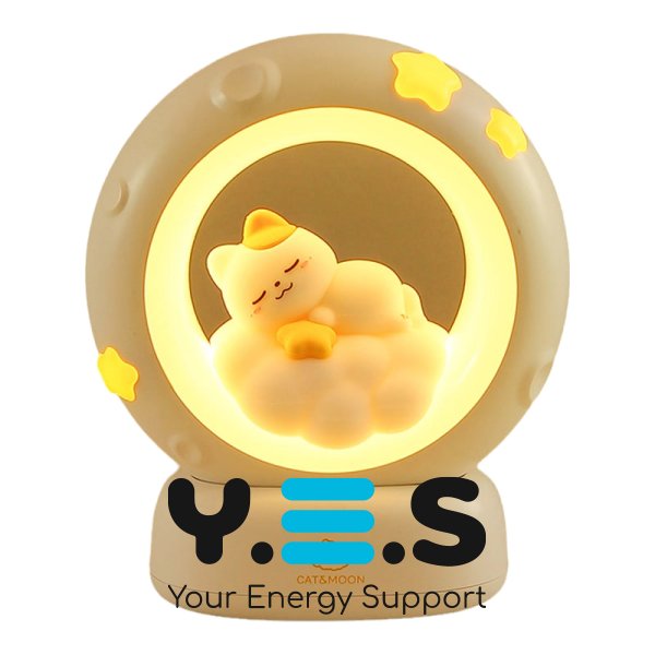 Чарівний дитячий настільний нічник «Котик з місяцем» для дому