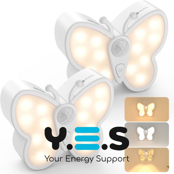 Світлодіодний нічник «Бабочка» з датчиком руху, перезаряджуваний, для декору кімнати