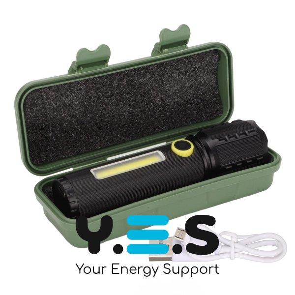 Ручний ліхтар BL-C63 COB із боковим підсвічуванням та USB-зарядкою