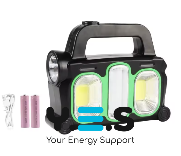 Аварійний ручний акумуляторний ліхтар Hurry-bolt HB-6169 з сонячною панеллю, переносний