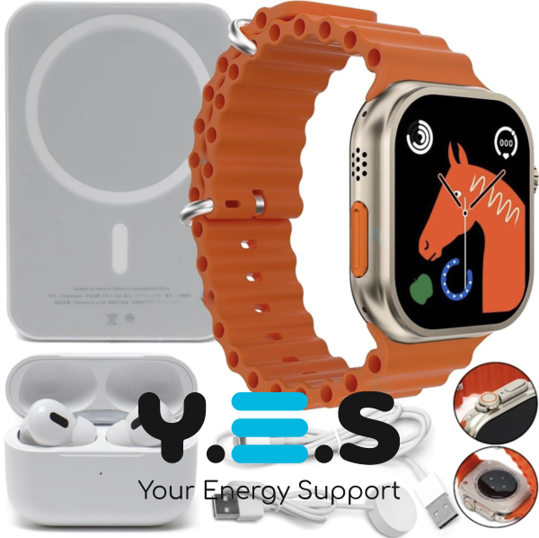 Подарунковий набір RM22: смарт-годинник + навушники + бездротова зарядка + 2 ремінці