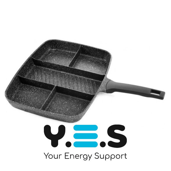 Прямокутна сковорода UNIQUE UN-4021 5-в-1 з 5 секціями, 38×31 см