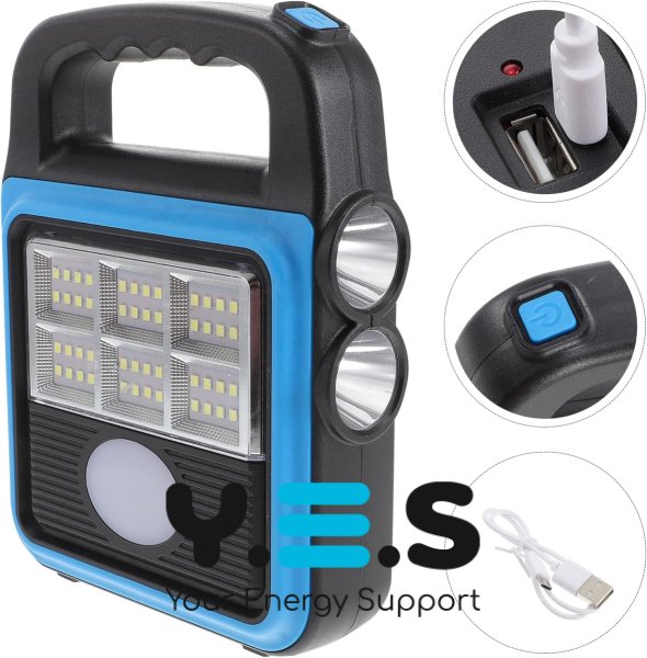 Світлодіодний кемпінговий ліхтар-прожектор HS-8020D USB із сонячною панеллю та павербанком