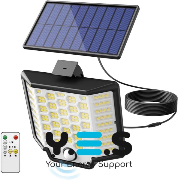 Настінний вуличний LED-прожектор YT-66 із сонячною панеллю, датчиком руху та пультом