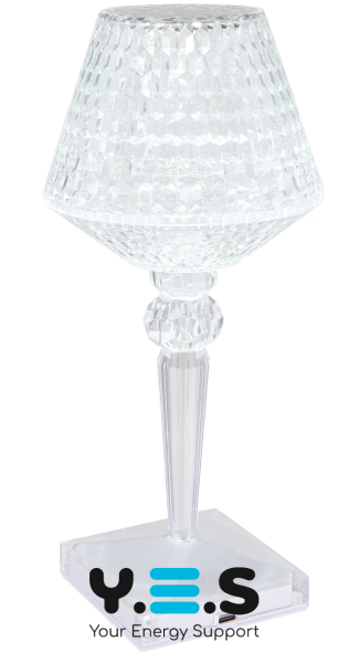 3D кришталевий нічник-лампа 26 см, акумуляторна, сенсорне керування, 3 режими