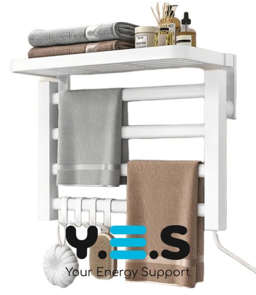 Електричний настінний полотенцесушник з полицею для ванної GN-7402-W
