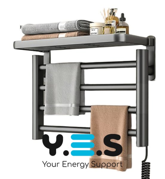 Електрична настінна рушникосушка для ванної GN-9402-G з полицею