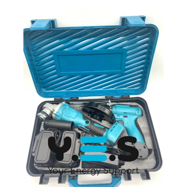 Набір 2в1: акумуляторна болгарка 24В і шуруповерт 12В, 4 АКБ, кейс