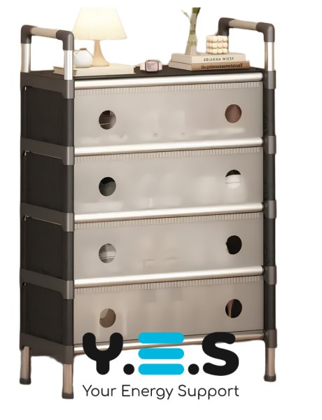 Полиця-шафа для взуття SKLM-33: металевий каркас, ПВХ секції, компактна для зберігання