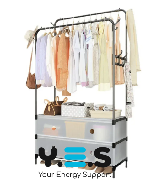 Підлоговий органайзер MJPP83: полиця для взуття + стійка-вішалка для одягу, для дому