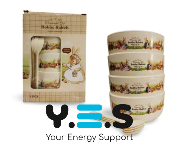 Дитячий набір посуду Bobby Rabbit: 4 тарілки з ложечками (набір дитячих тарілок)