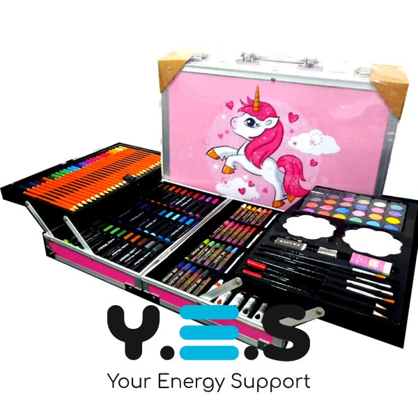 Набір для малювання й творчості «Єдиноріг» 145 предметів, двоярусний кейс, рожевий