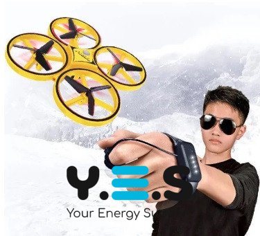 Міні квадрокоптер-дрон «тарілка» Trac KFR-001 з керуванням жестами через браслет