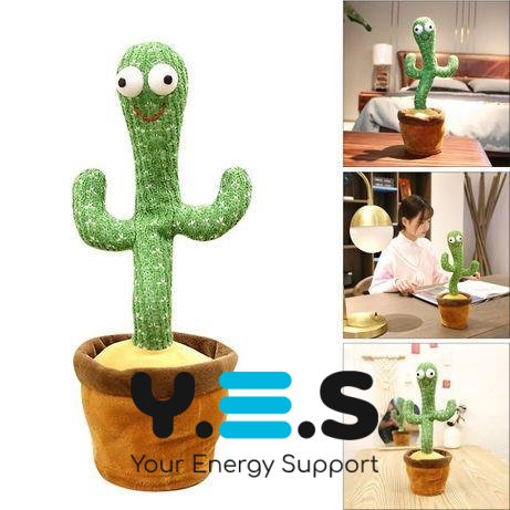 Музична іграшка кактус Dancing Cactus TikTok: танцює, співає, підсвітка, повторює, USB зарядка