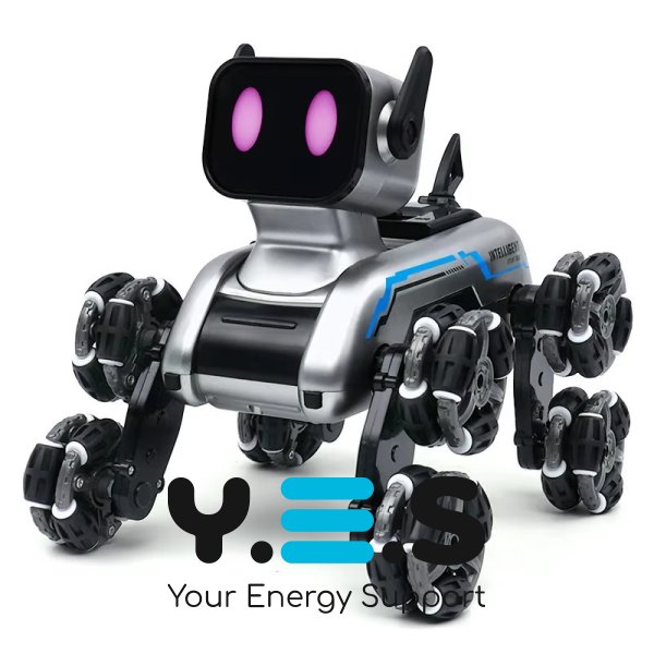 Радіокерований робот-пес Stunt Robot Dog на колесах: вбудований динамік і LED-підсвітка