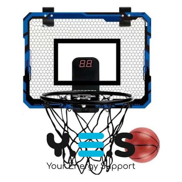 Дитячий баскетбольний набір: щит з кільцем, м’яч, електронне табло та звукові ефекти