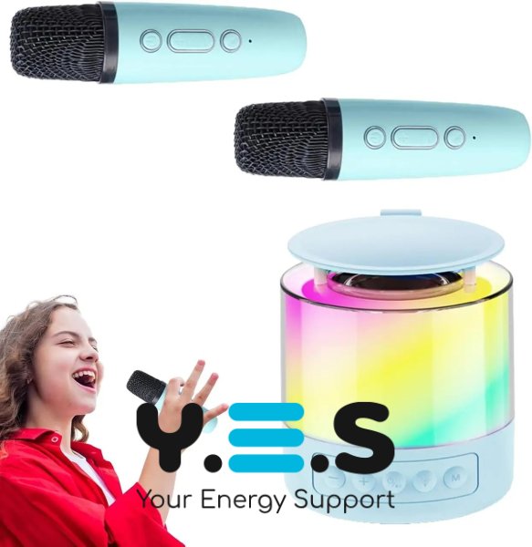Портативна колонка K19 з караоке: 2 бездротові мікрофони, RGB-підсвітка, Bluetooth 5.3