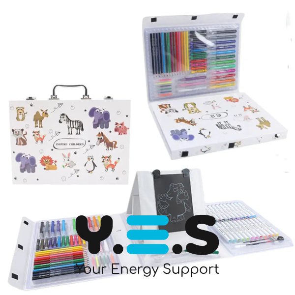 Дитячий набір для малювання 007: 98 предметів, мольберт у кейсі, набір для творчості