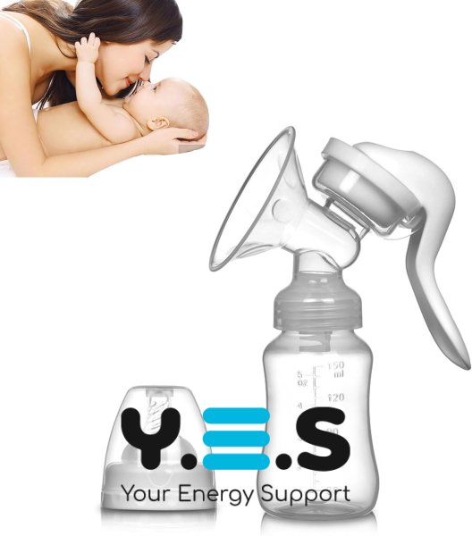 Ручний силіконовий молоковідсмоктувач портативний + пляшечка для годування і зберігання молока