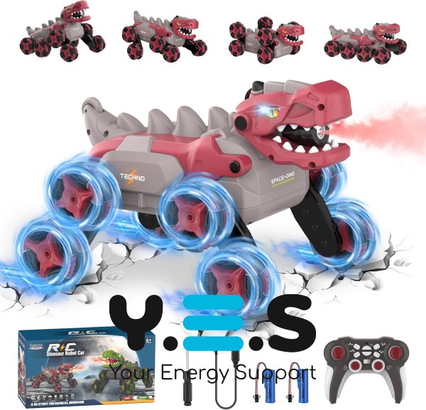 Трюкова іграшка-динозавр на радіокеруванні A-Toys 2209, 8-колісний робот-машинка