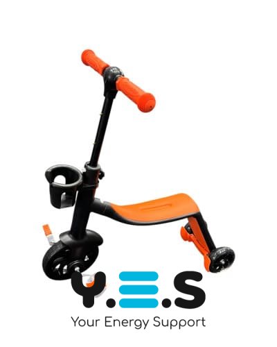 Дитячий триколісний самокат‑велобіг‑велосипед 3в1 SCO93 з сидінням, помаранчевий трансформер для прогулянок