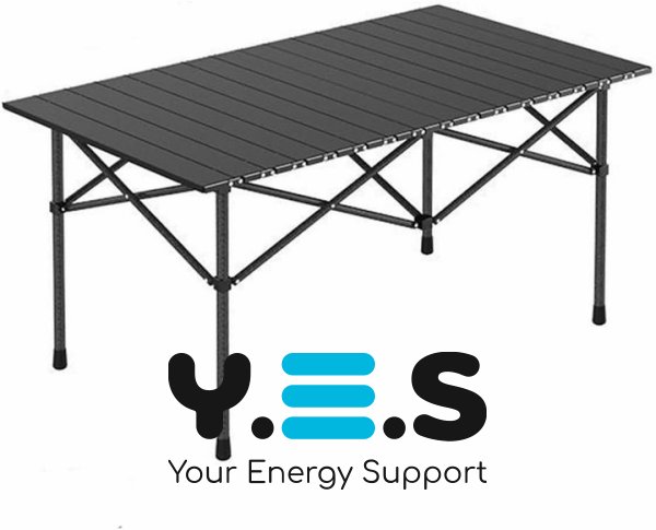 Складний портативний стіл для кемпінгу з алюмінієвою стільницею, чохол, 94×57×50 см
