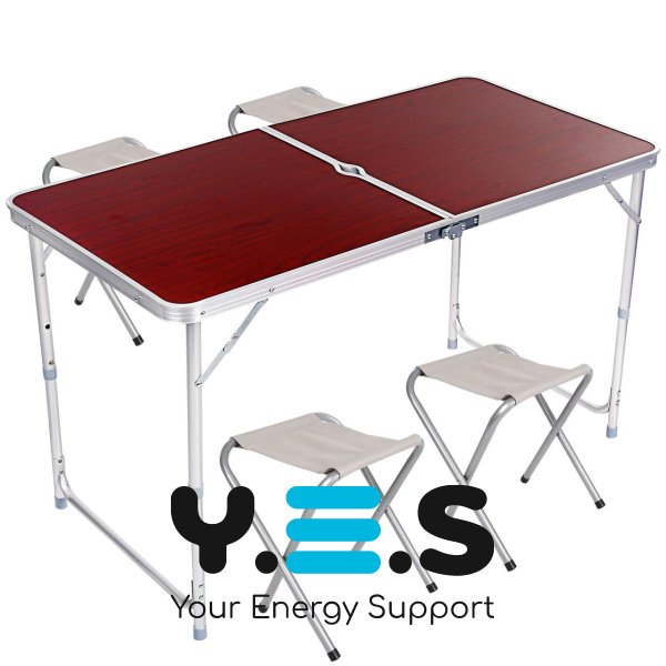 Розкладний стіл‑чемодан 120×60 см + 4 стільці Folding Table для пікніка, риболовлі, дачі