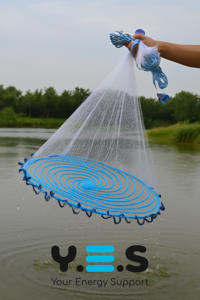 Американська кастингова сітка 1,5 м з кільцем, парашутна фрісбі з ліски, комірка 12 мм