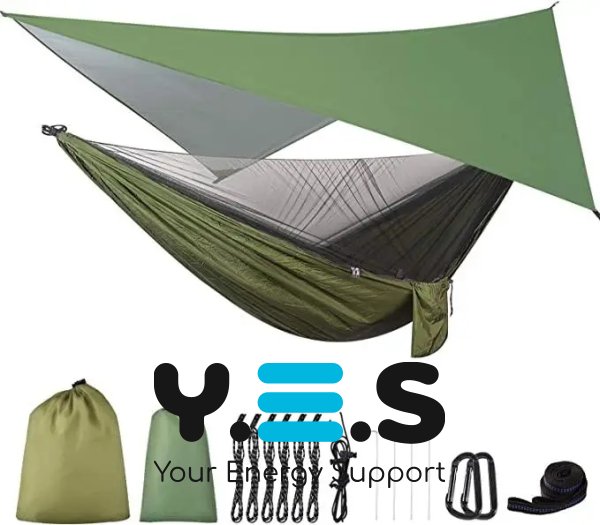 Туристичний кемпінговий гамак з тентом від дощу та москітною сіткою