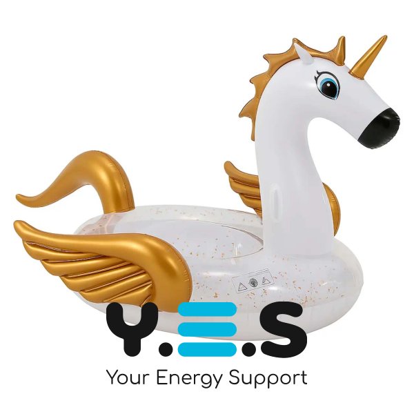 Надувне коло-пегас єдиноріг 250×250×130 см із золотими крилами для басейну та фотосесій