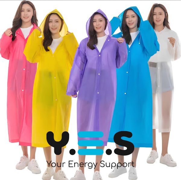 Універсальний прозорий водонепроникний дощовик D-192 унісекс на кнопках з капюшоном, міський