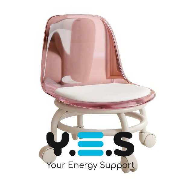 Домашнє крісло-стілець на коліщатках з м’яким сидінням і прозорою акриловою спинкою