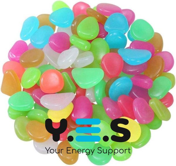 Світлова різнокольорова галька-камінці для декору акваріума та саду (люмінесцентні)