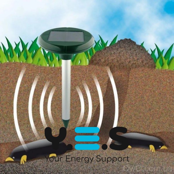 Відлякувач кротів і гризунів Solar Rodent Repeller на сонячній батареї, ультразвук (2 шт)