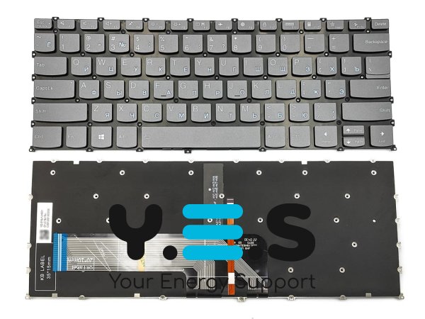 Клавіатура для Lenovo Yoga Slim 7-14ARE05, 7-14IIL05, 7-14ITL05 RU Gray, синя підсвітка
