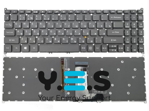 Клавіатура для Acer Aspire A515-53/52/54/55/56/44/45/46, A315-42/55 RU, чорна, без рамки, з підсвіткою Original