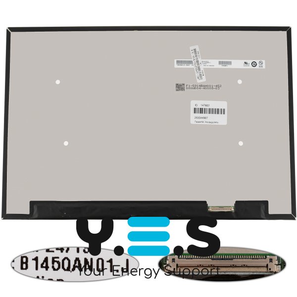 Матриця IPS 14.5" B145QAN01.J 2560×1600 eDP 40pin 120Hz LED Slim матова, розʼєм справа внизу