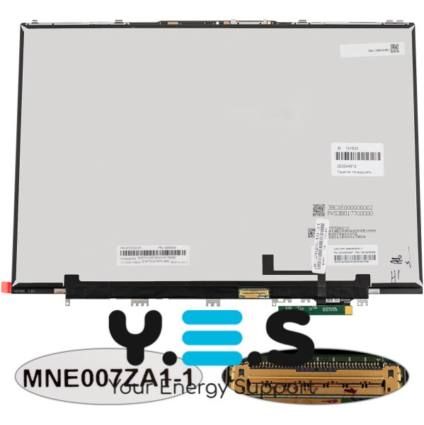 Матриця 14.0" MNE007ZA1-1 з передньою панеллю 2880×1800, eDP 40pin, 90Hz, 400 кд/м², глянець, Slim, роз'єм справа знизу