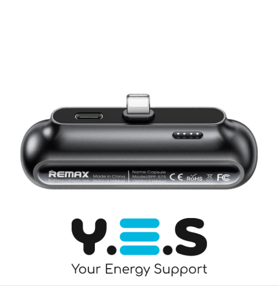 Повербанк Remax RPP-576 Capsule Series 2500 mAh, Black — швидка підзарядка для iPhone