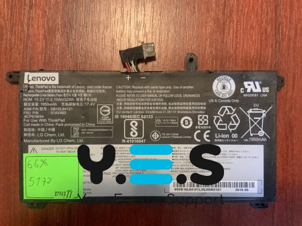 Акумулятор Lenovo SB10L84122 (66% знос) для ThinkPad T570 T580 P51s P52s Original