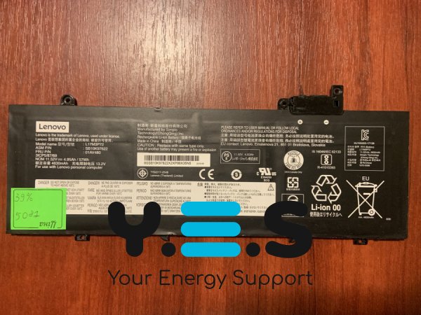 Акумулятор B5087 для Lenovo ThinkPad T480S (20L7001XUS/20L7002AUS/20L7001WUS/20L7002CUS), L17M3P72, знос 39% Original