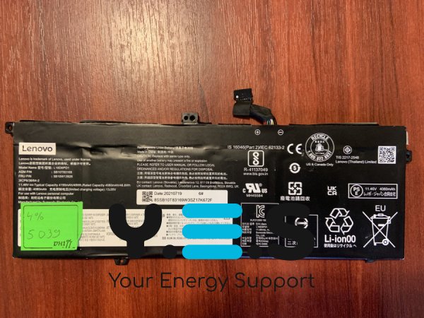 Акумулятор LENOVO L18D6PD1 (знос 4%) для ThinkPad X390/X395/X13 Gen 1 Series, Original