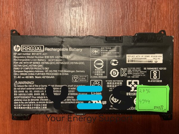 Акумулятор HP RR03XL (знос 27%) для ProBook 430/440/450/455/470 G4, mt22 Original