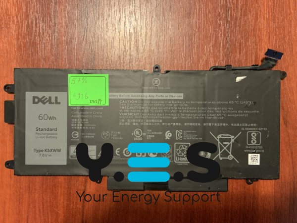 Акумулятор Dell K5XWW (знос 57%) для Latitude 5285/5289/L3180/7390 2-in-1, сумісн. 71TG4/725KY/CFX97/0N18GG Original