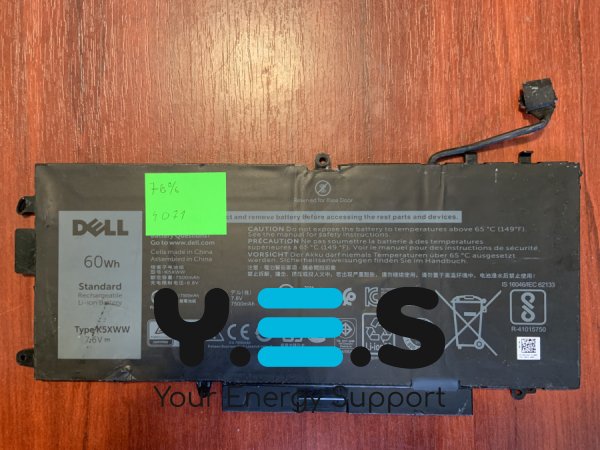 Аккумулятор DELL K5XWW (знос 76%) для Latitude 5285/5289/L3180/7390 2-in-1, сумісн. 71TG4/725KY/CFX97/0N18GG Original