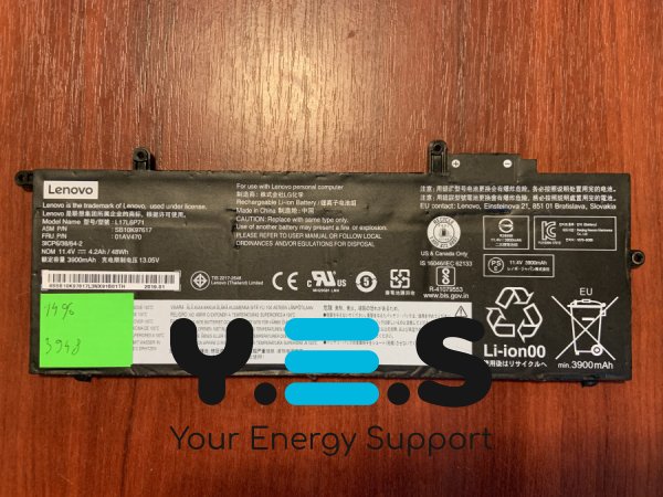 Акумулятор Lenovo L17L6P71 для ThinkPad X280, A285, знос 14%, сумісн. 01AV470/471/472/484 Original